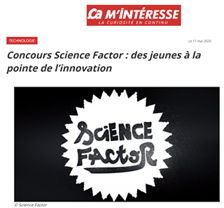 Ça m’intéresse : exemple d’article publié sur les finalistes du concours Science Factor 2020